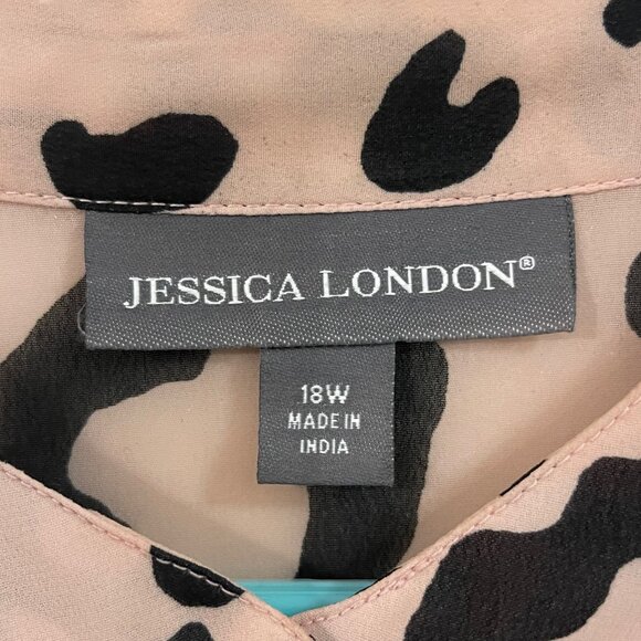 Jessica London Womens Leopard Print Button-Down Tunic Blouse Size 18W - Picture 10 of 15